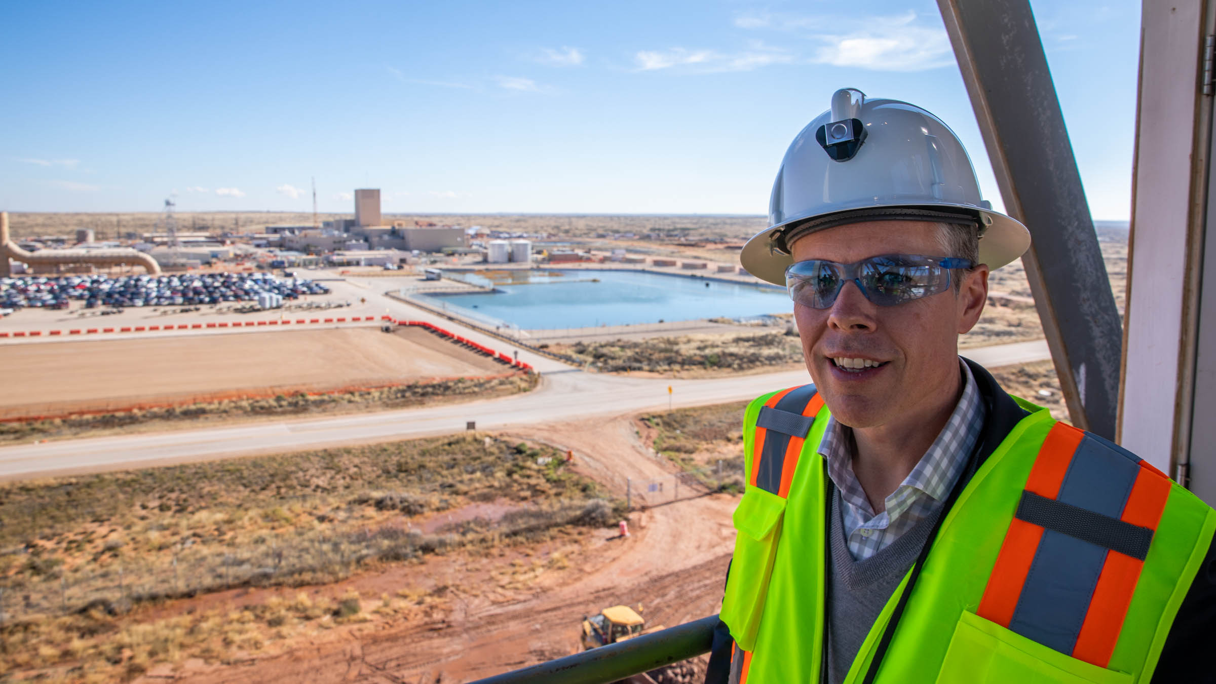 EM-1 got a birds eye view of the WIPP site on his visit to the Utility Shaft.